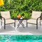 Outdoor Dining Armchairs 2 Pack Thick Cushions Iron Frame Beige